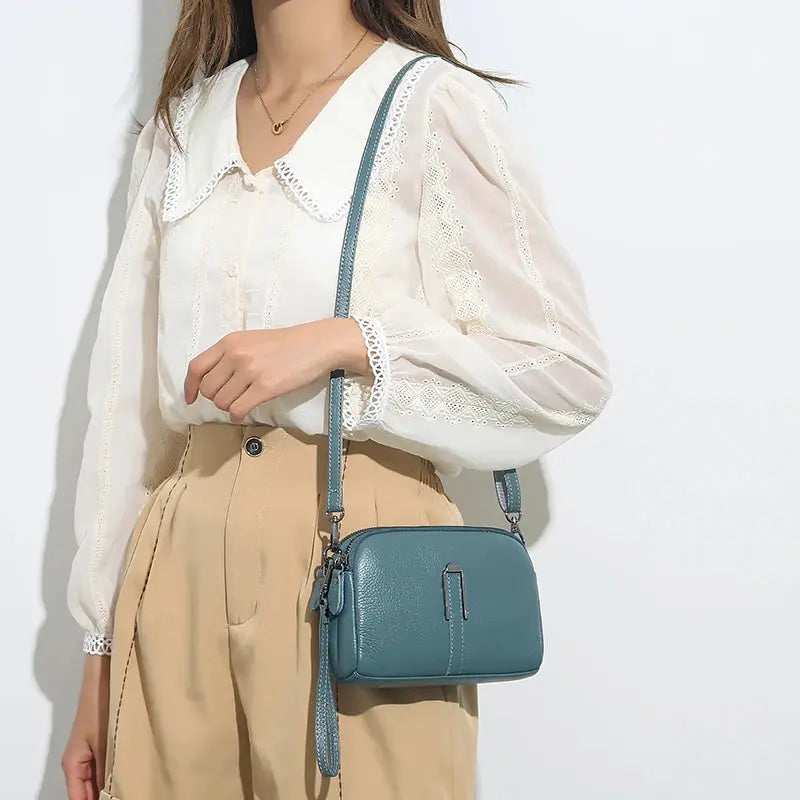 Genuine Leather Bag Luxury Women's Crossbody Bag for Woman Female Solid Color Clutch Phone Bags Shoulder Bag Messenger Bag Sac Leather&Carry