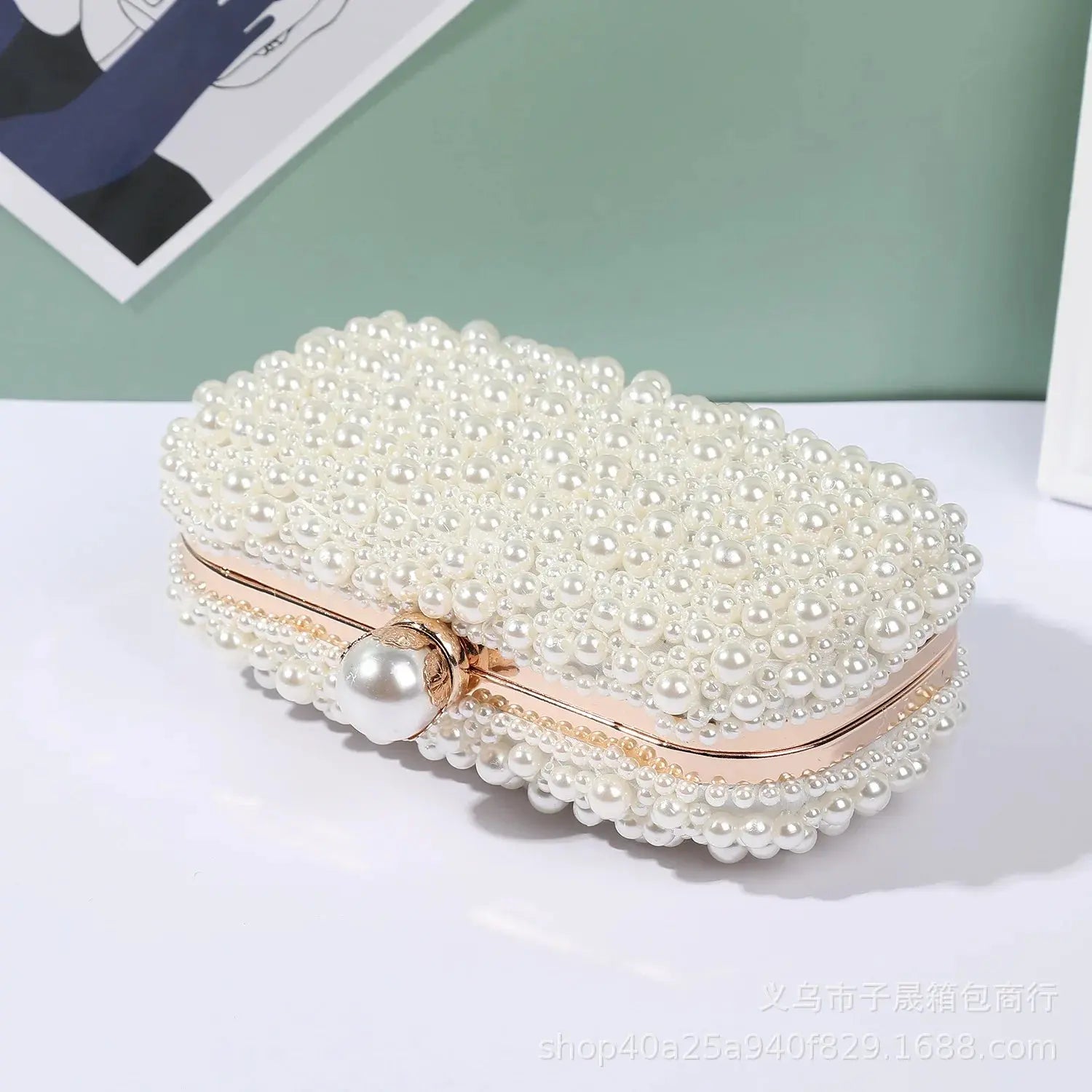 Inès | Pochette en perle avec chaîne Leather&Carry