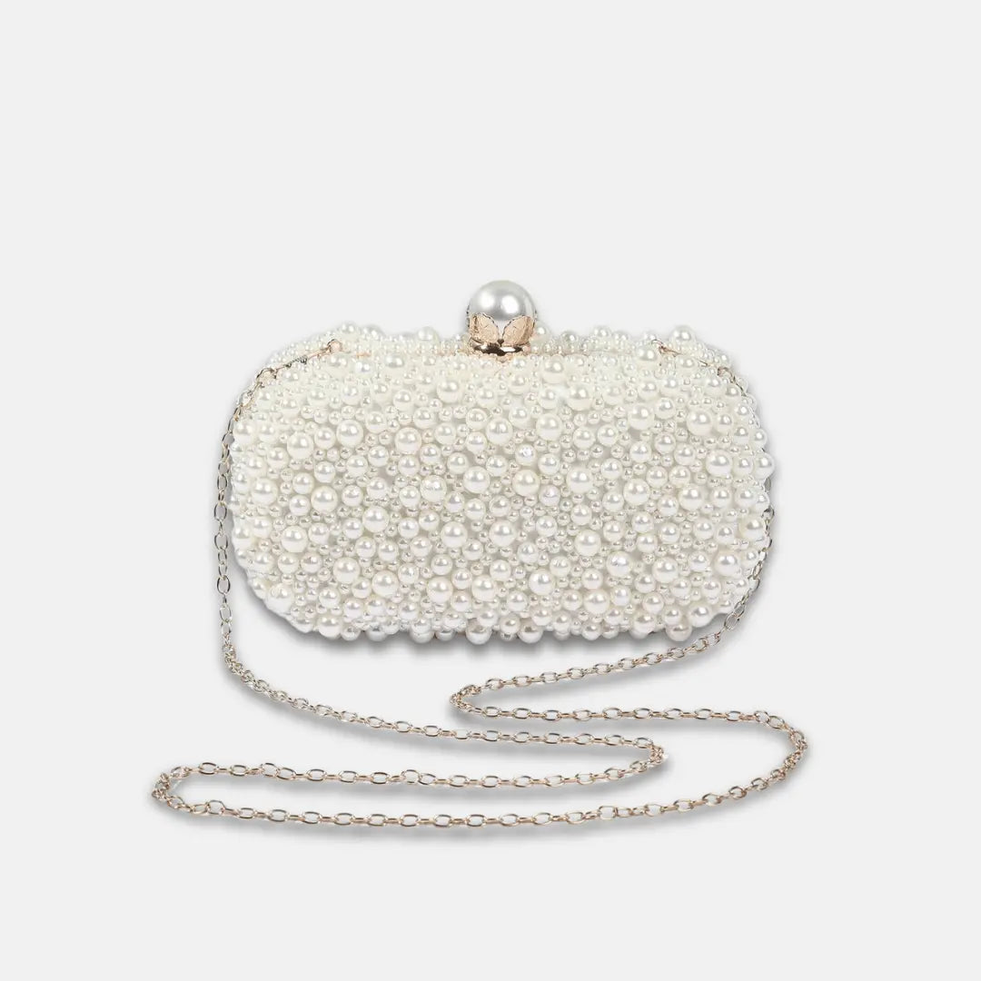 Inès | Pochette en perle avec chaîne Leather&Carry