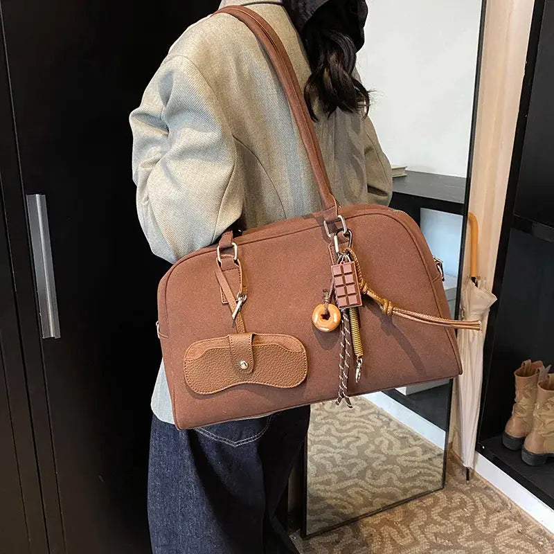 Marine | Sac de cours cuir suède Leather&Carry