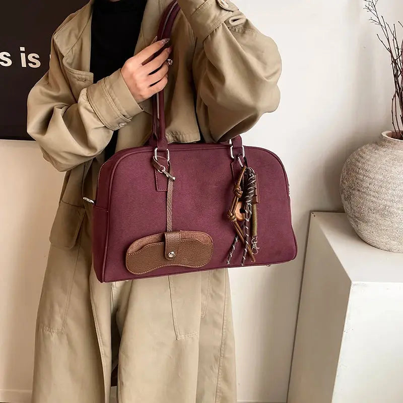 Marine | Sac de cours cuir suède Leather&Carry