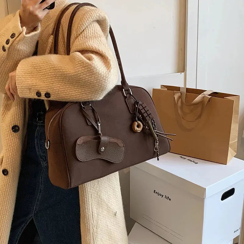 Marine | Sac de cours cuir suède Leather&Carry
