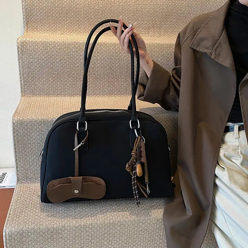 Marine | Sac de cours cuir suède Leather&Carry