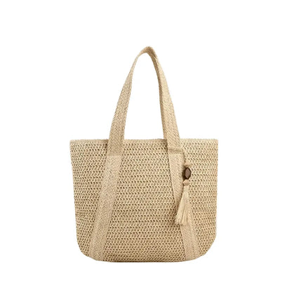 Sac de Plage Paille Chic - Marlie Leather&Carry