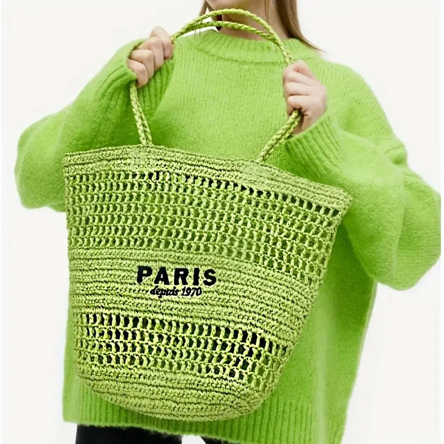 Sac de Plage en Paille - Garla Leather&Carry