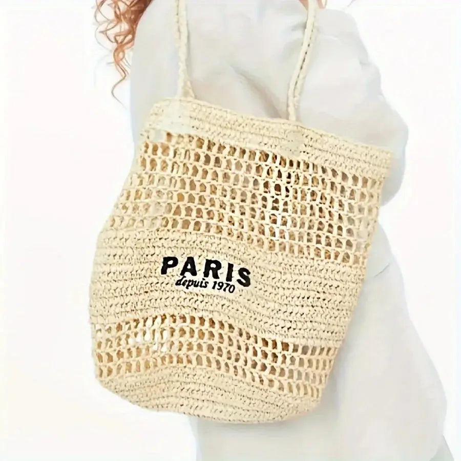 Sac de Plage en Paille - Garla Leather&Carry