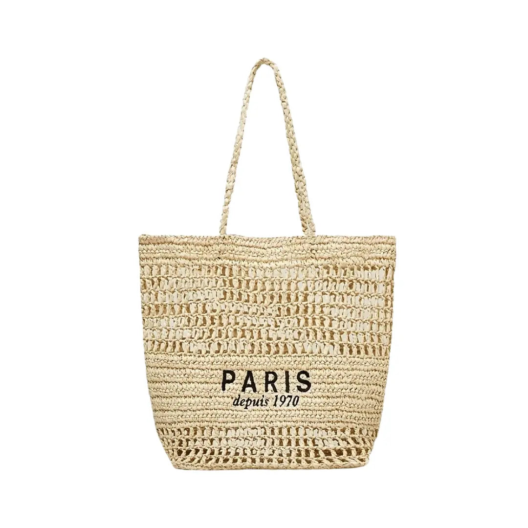 Sac de Plage en Paille - Garla Leather&Carry