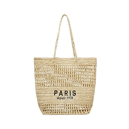 Sac de Plage en Paille - Garla Leather&Carry