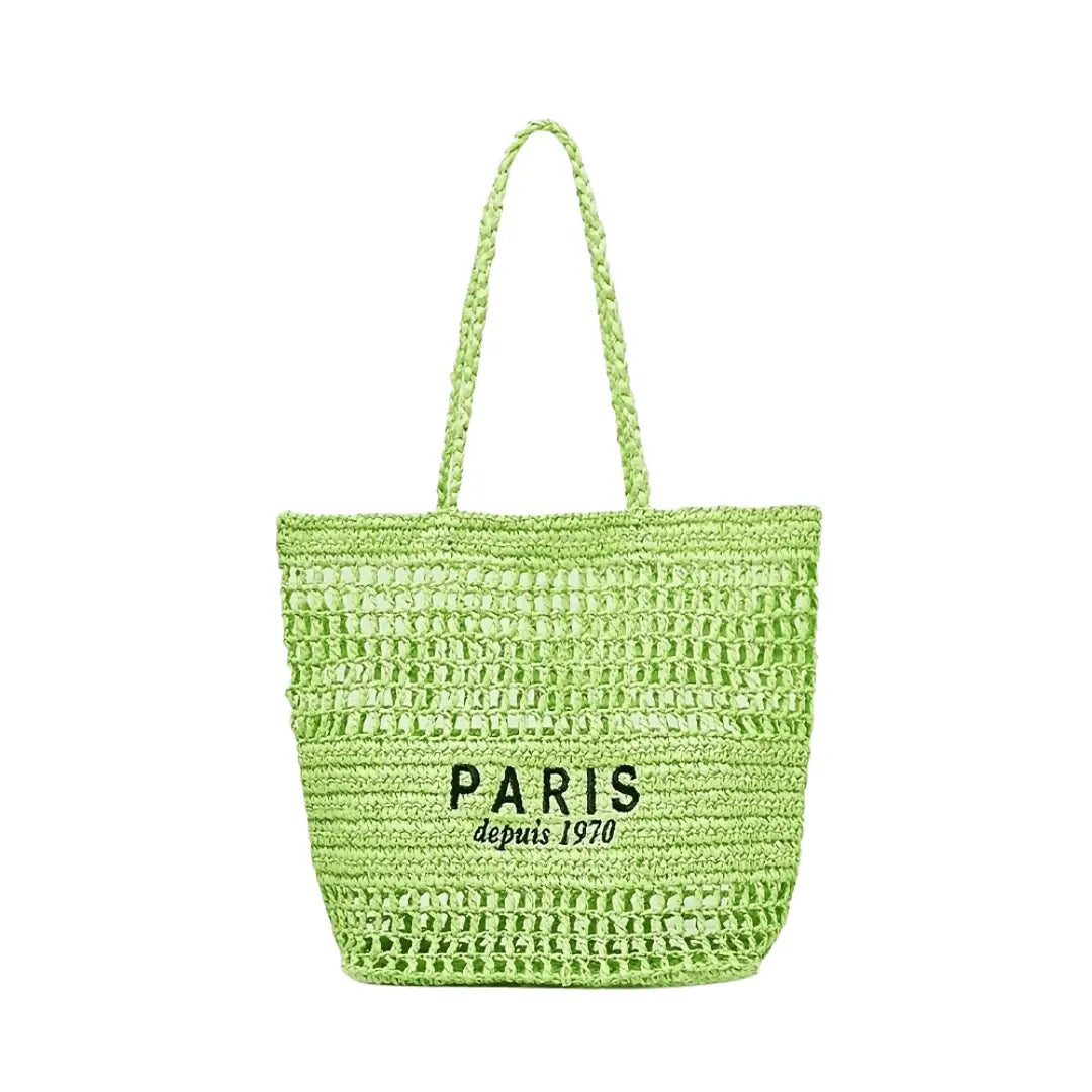 Sac de Plage en Paille - Garla Leather&Carry