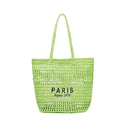 Sac de Plage en Paille - Garla Leather&Carry
