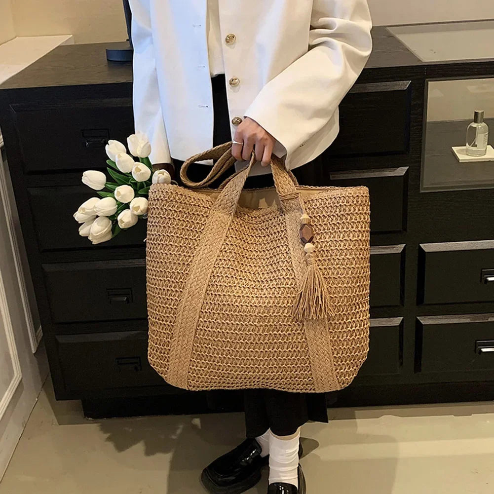 Sac de Plage Paille Chic - Marlie - Leather&Carry