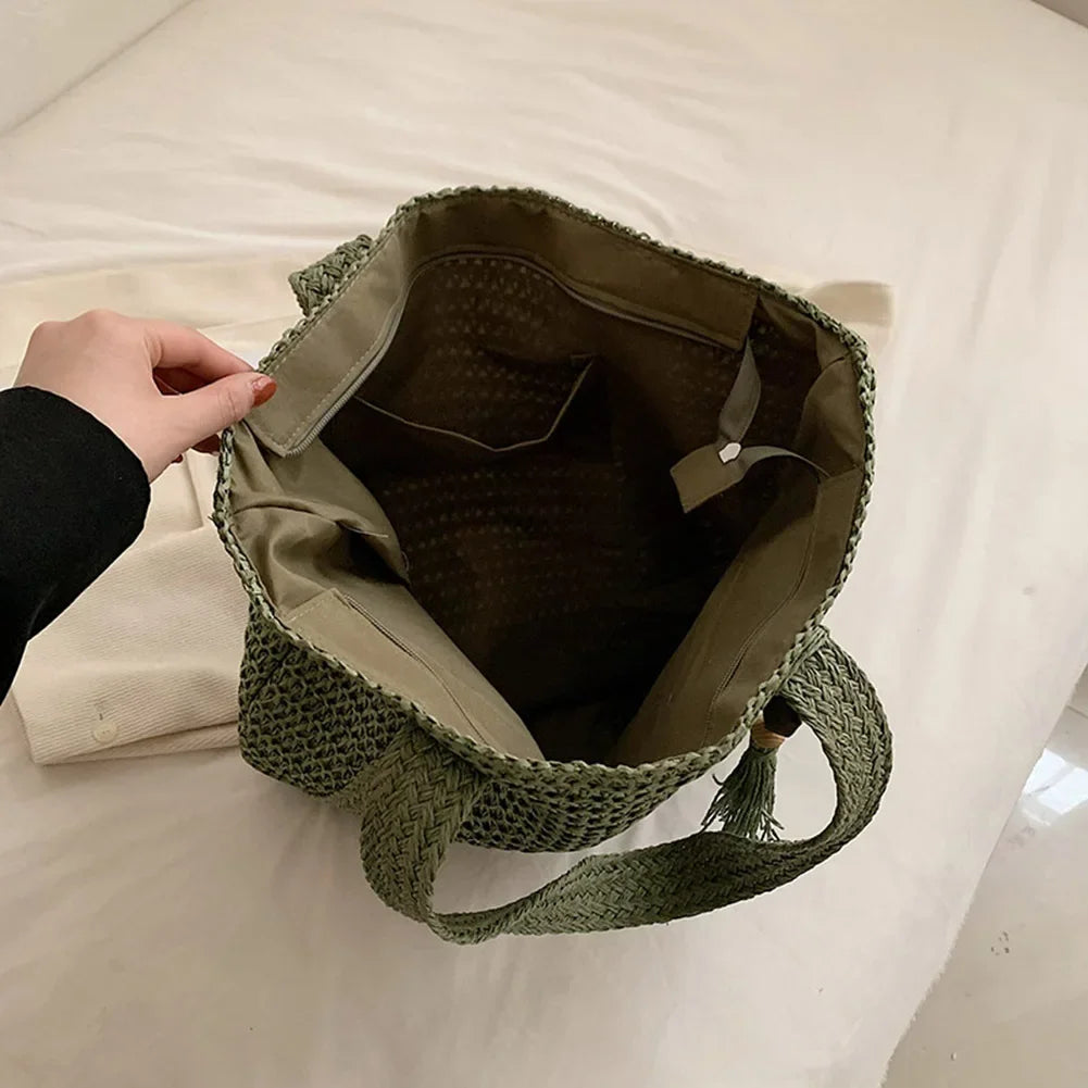 Sac de Plage Paille Chic - Marlie - Leather&Carry