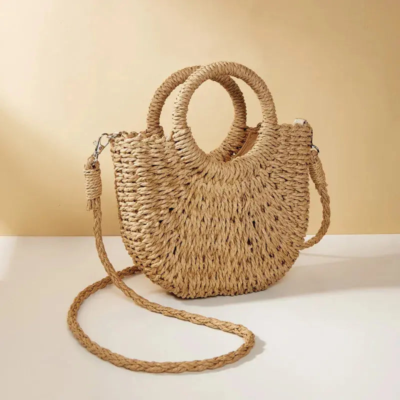 Petit Sac à Main Tressé En Paille - Rose - Leather&Carry