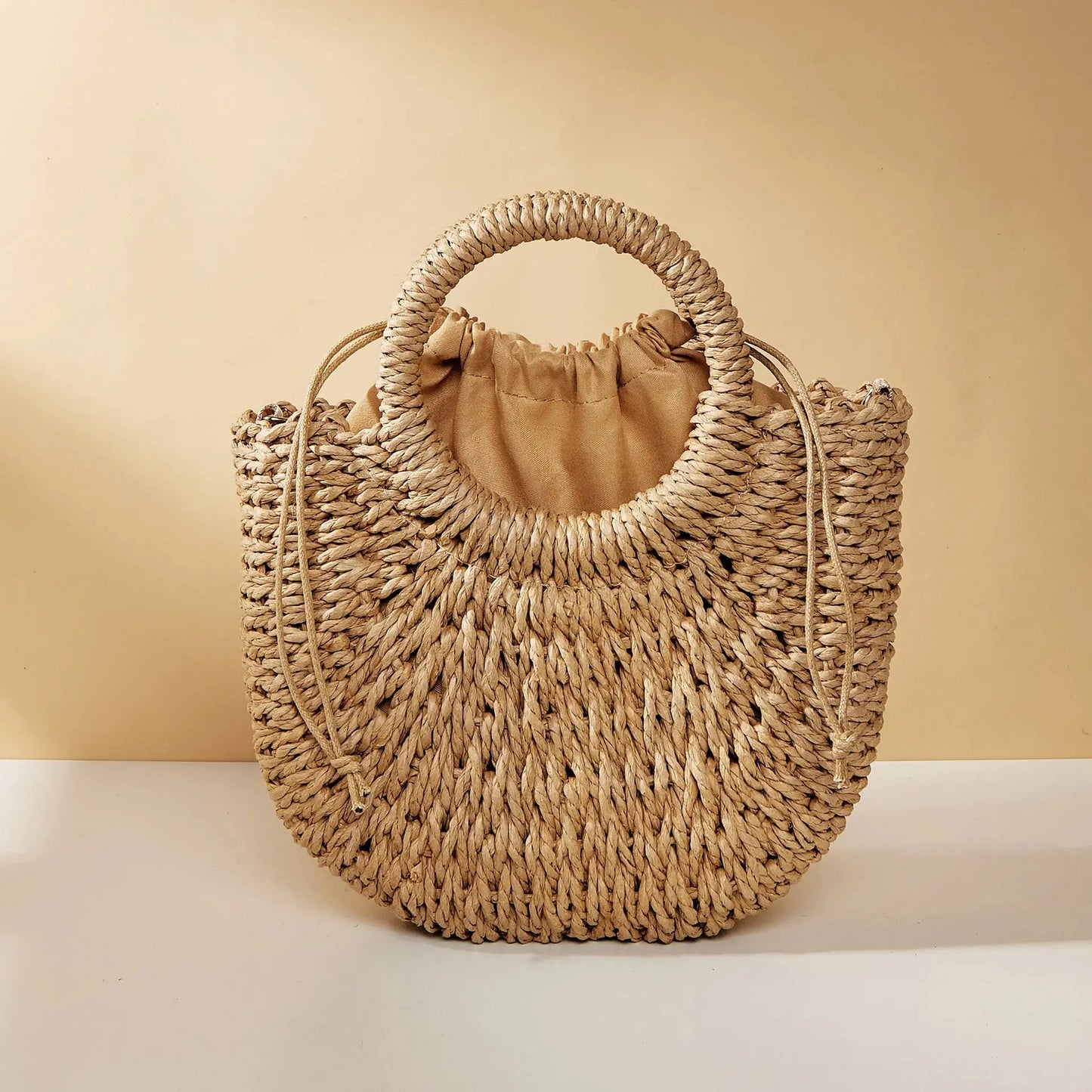 Petit Sac à Main Tressé En Paille - Rose - Leather&Carry