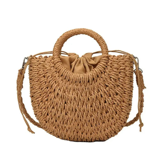 Petit Sac à Main Tressé En Paille - Rose - Leather&Carry