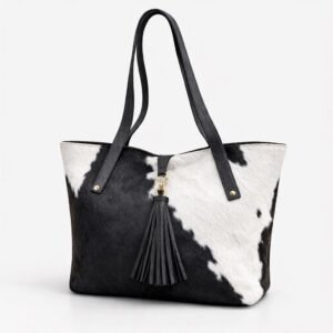 Black & White Cowhide Leather Tote