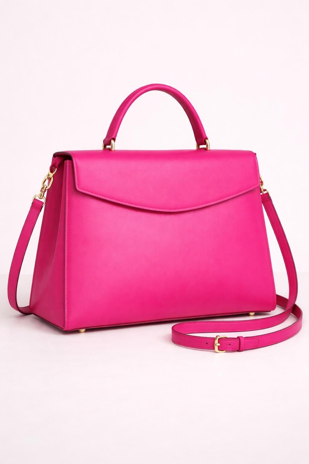 Fuchsia Pink Leather Tote