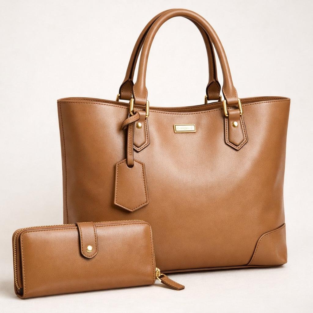 Leather Tote & Wallet Set