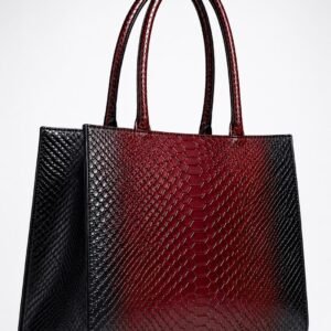 Black & Burgundy Snakeskin Tote