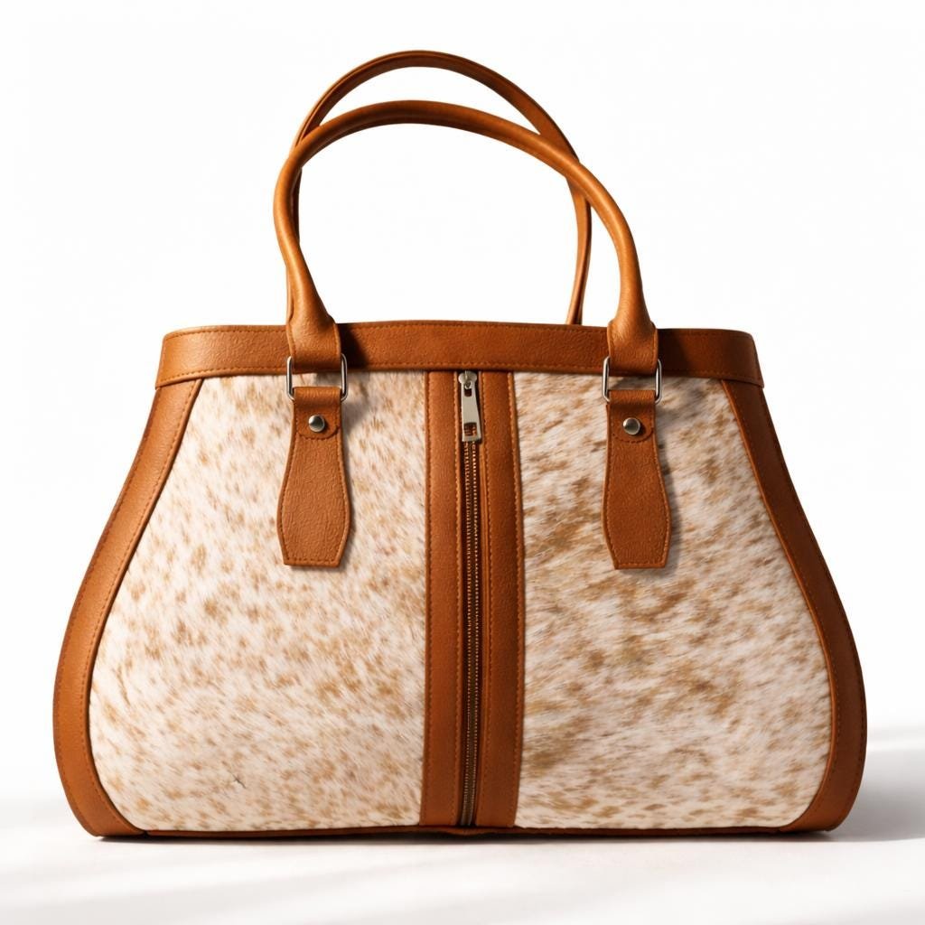Western Brown & White Cowhide Tote