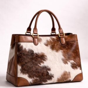 Brown & White Cowhide Leather Tote
