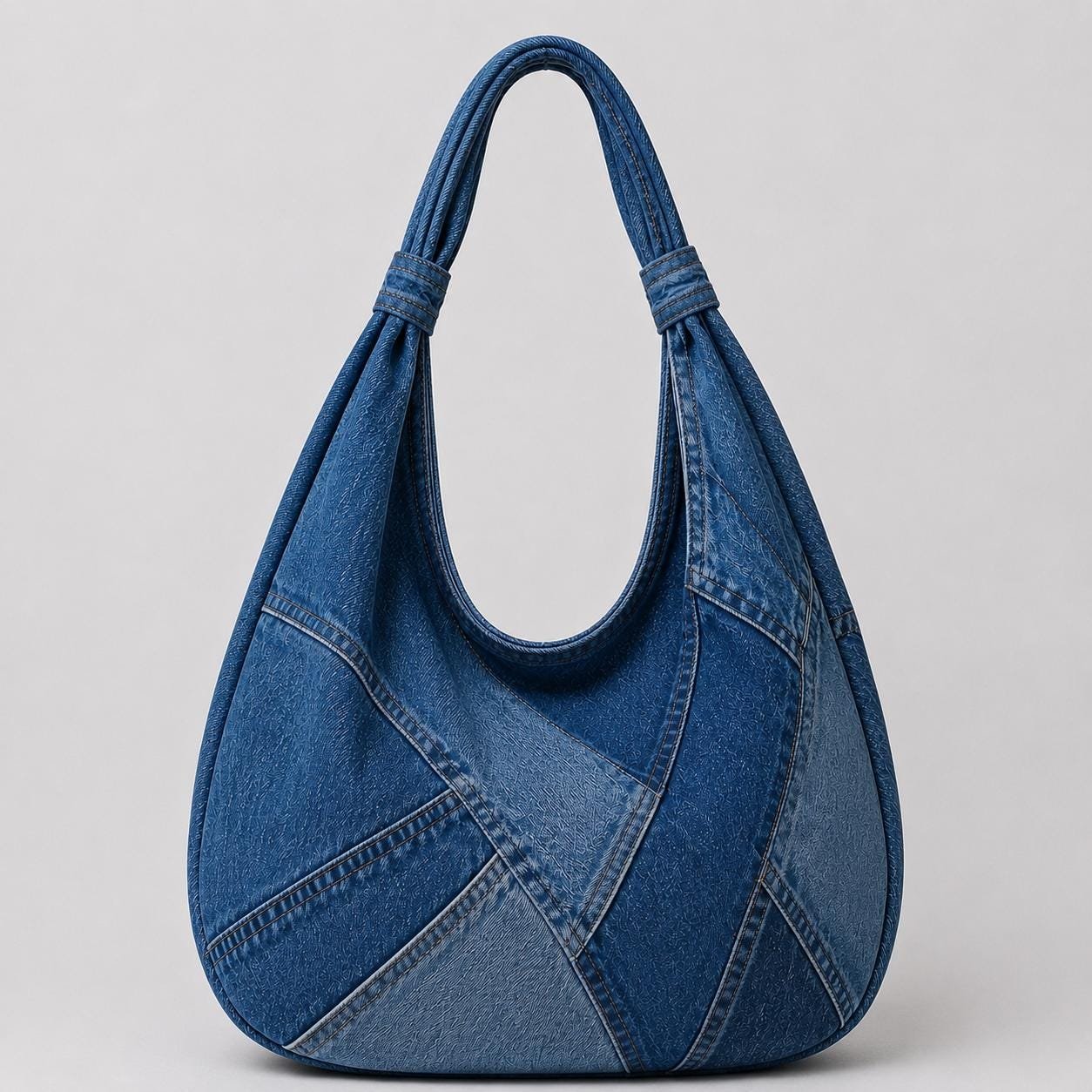 Denim Patchwork Slouchy Tote