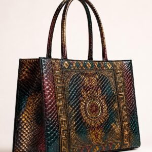 Snakeskin Statement Leather Tote