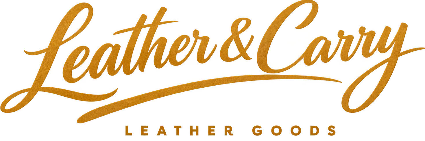 Leather and carry logo