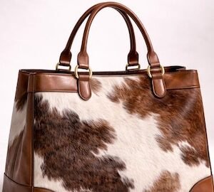 Handmade Brown & White Hair On Cowhide Leather Tote Bag | Genuine Leather