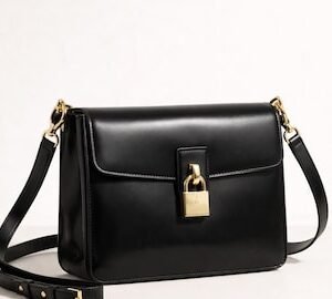 Handcrafted Genuine Leather Crossbody Bag with Lock Closure | Adjustable Strap