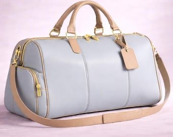 Handmade Leather Duffel Bag – Weekender Travel Carry On
