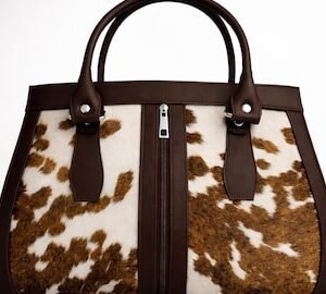 Handmade Cowhide Leather Tote Bag | Brown White Hair-On Everyday Purse