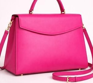 Fuchsia Pink Genuine Leather Purse | Designer Style Tote Bag for Women