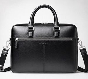 Black Genuine Leather Laptop Bag | Men's Briefcase Professional Work Bag