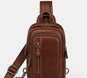 Handmade Genuine Leather Sling Bag | Brown Crossbody Everyday & Travel Bag