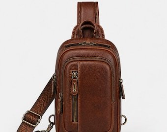 Handmade Genuine Leather Sling Bag | Brown Crossbody Everyday & Travel Bag