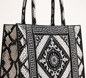 Women's Handmade Snakeskin Embossed Genuine Leather Tote Bag & Shoulder Purse